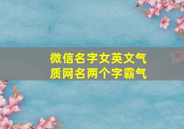 微信名字女英文气质网名两个字霸气