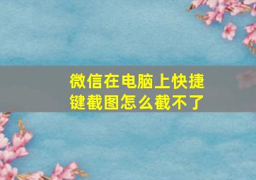 微信在电脑上快捷键截图怎么截不了