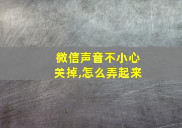 微信声音不小心关掉,怎么弄起来