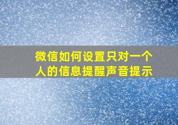 微信如何设置只对一个人的信息提醒声音提示