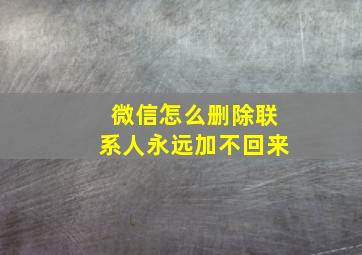 微信怎么删除联系人永远加不回来