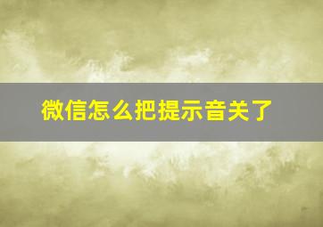 微信怎么把提示音关了