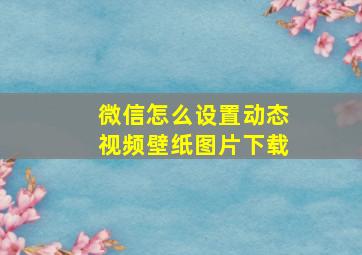 微信怎么设置动态视频壁纸图片下载