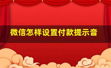 微信怎样设置付款提示音