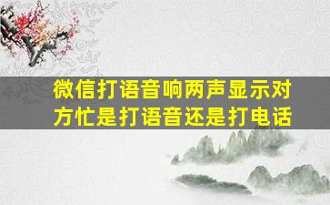 微信打语音响两声显示对方忙是打语音还是打电话