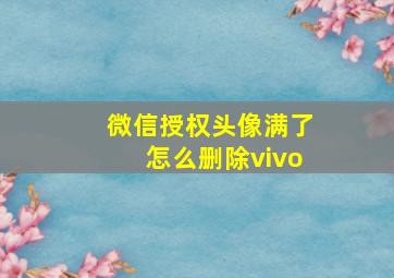 微信授权头像满了怎么删除vivo