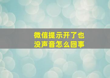 微信提示开了也没声音怎么回事