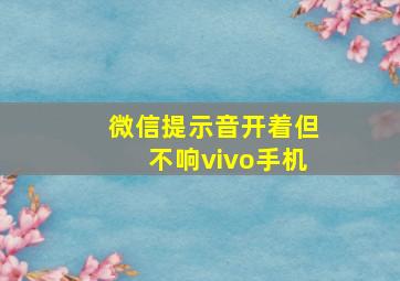 微信提示音开着但不响vivo手机