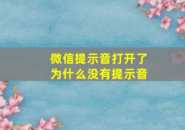 微信提示音打开了为什么没有提示音