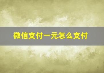 微信支付一元怎么支付