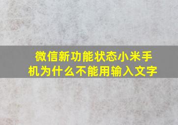 微信新功能状态小米手机为什么不能用输入文字