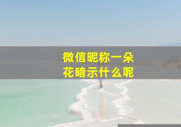 微信昵称一朵花暗示什么呢