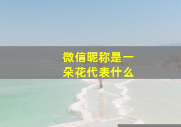 微信昵称是一朵花代表什么