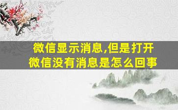 微信显示消息,但是打开微信没有消息是怎么回事