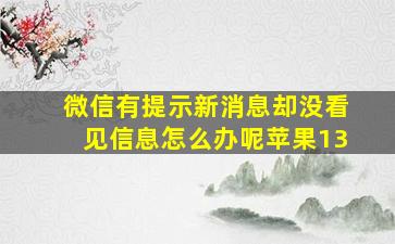 微信有提示新消息却没看见信息怎么办呢苹果13