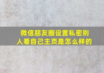 微信朋友圈设置私密别人看自己主页是怎么样的