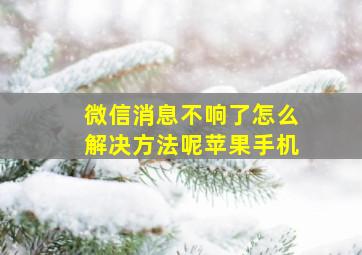 微信消息不响了怎么解决方法呢苹果手机