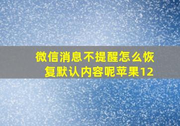 微信消息不提醒怎么恢复默认内容呢苹果12