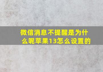 微信消息不提醒是为什么呢苹果13怎么设置的