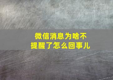 微信消息为啥不提醒了怎么回事儿