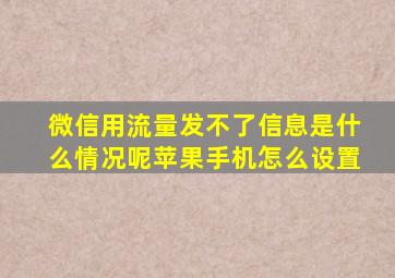 微信用流量发不了信息是什么情况呢苹果手机怎么设置