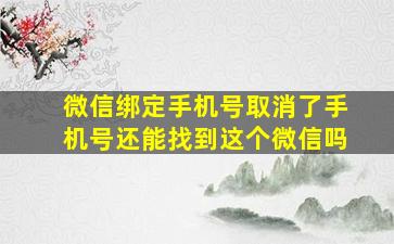 微信绑定手机号取消了手机号还能找到这个微信吗