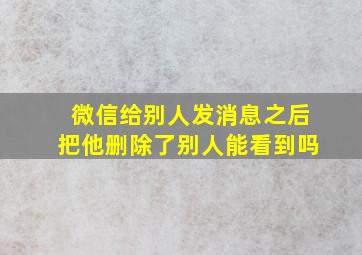 微信给别人发消息之后把他删除了别人能看到吗