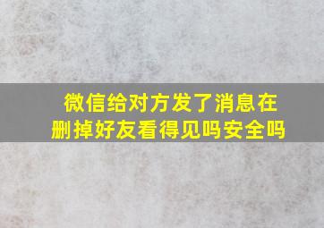 微信给对方发了消息在删掉好友看得见吗安全吗