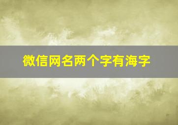 微信网名两个字有海字