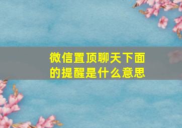 微信置顶聊天下面的提醒是什么意思