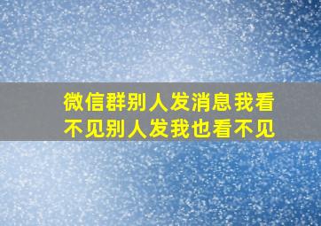 微信群别人发消息我看不见别人发我也看不见