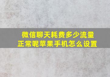 微信聊天耗费多少流量正常呢苹果手机怎么设置