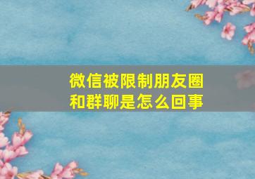 微信被限制朋友圈和群聊是怎么回事