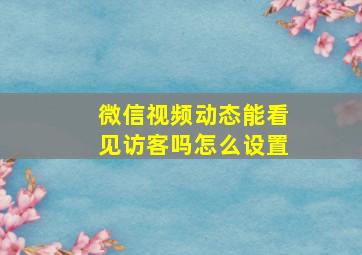 微信视频动态能看见访客吗怎么设置