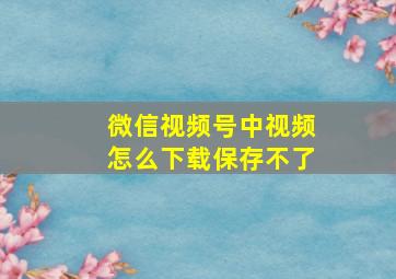 微信视频号中视频怎么下载保存不了