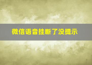 微信语音挂断了没提示