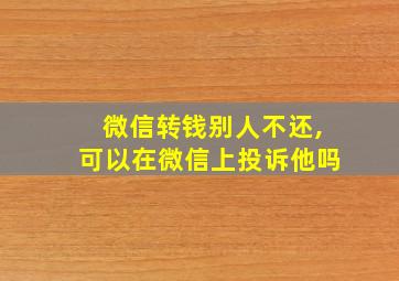 微信转钱别人不还,可以在微信上投诉他吗