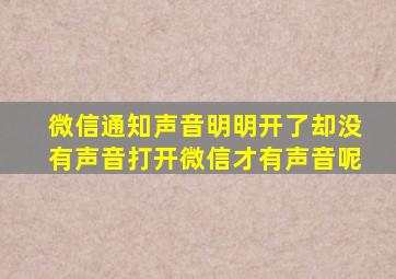 微信通知声音明明开了却没有声音打开微信才有声音呢