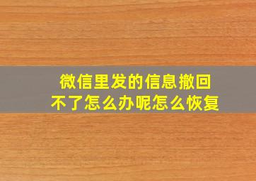 微信里发的信息撤回不了怎么办呢怎么恢复