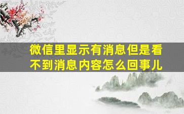 微信里显示有消息但是看不到消息内容怎么回事儿