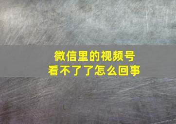 微信里的视频号看不了了怎么回事