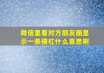 微信里看对方朋友圈显示一条横杠什么意思啊