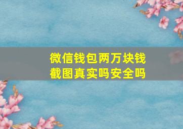 微信钱包两万块钱截图真实吗安全吗