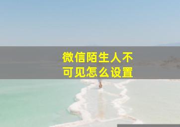 微信陌生人不可见怎么设置