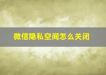 微信隐私空间怎么关闭