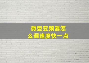 微型变频器怎么调速度快一点