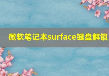 微软笔记本surface键盘解锁