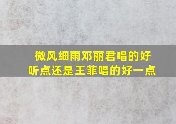 微风细雨邓丽君唱的好听点还是王菲唱的好一点