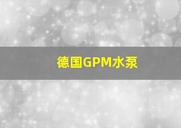 德国GPM水泵