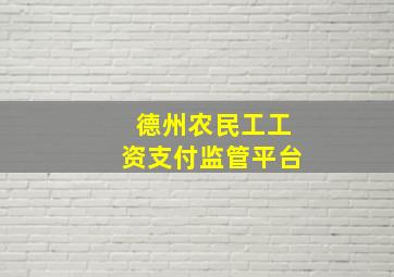 德州农民工工资支付监管平台